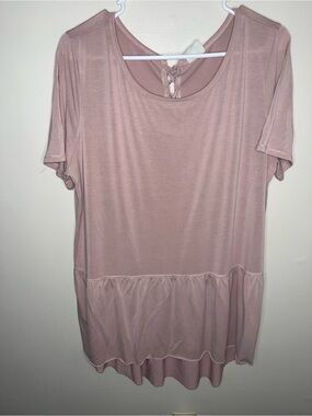 Mote Womens Size XXL Burgundy Hi Low Short Sleeve Scoop Neck Pullover Top EUC